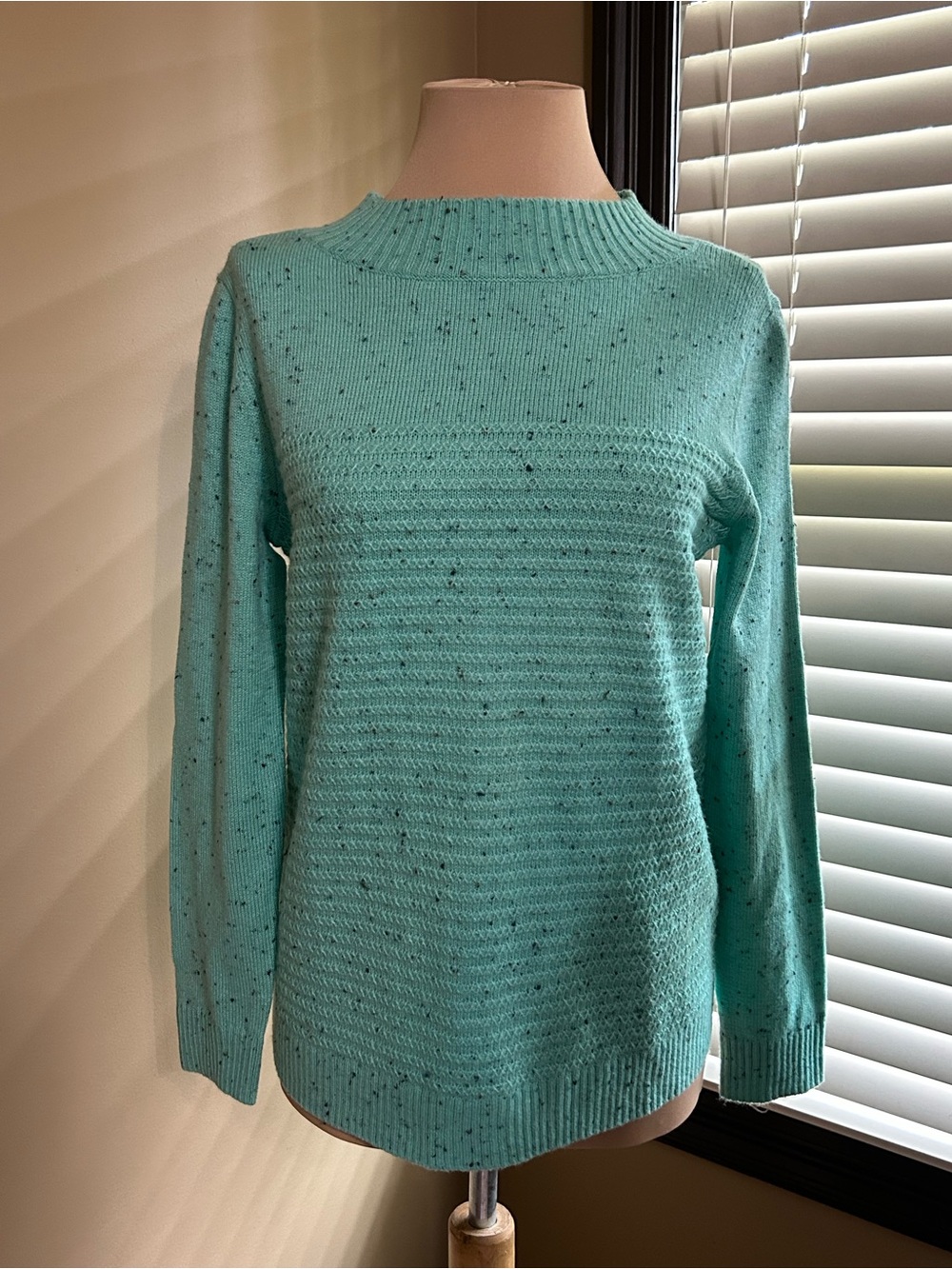 Talbots Aqua Speckled Crewneck Sweater